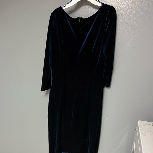 Alex Evenings Deep Blue Velvet Long Sleeve Dress - Picture 2 of 3